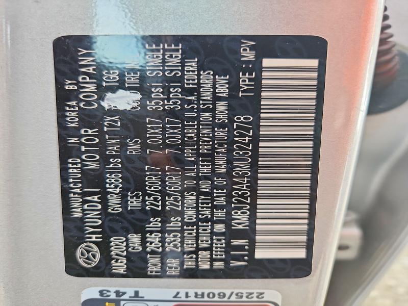 Продажа на аукционе авто 2021 Hyundai Tucson, vin: KM8J23A43MU324278, номер лота: 64638676