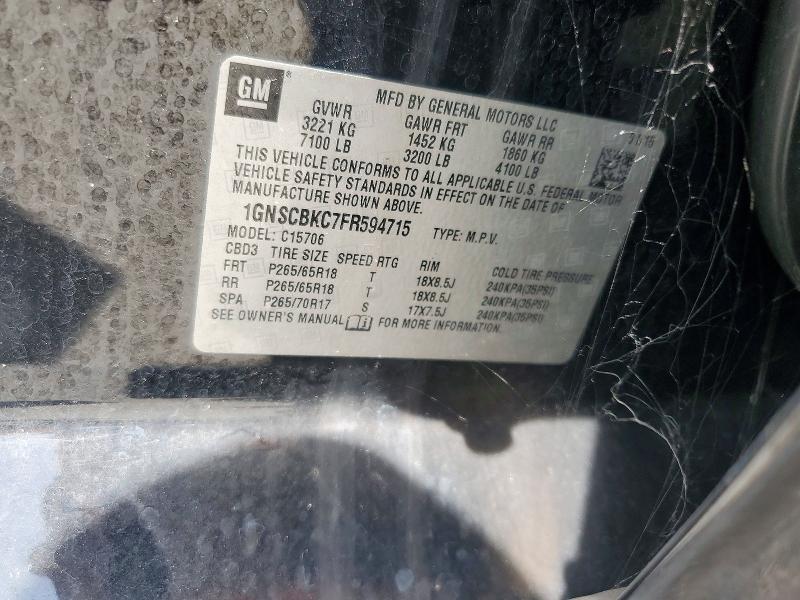 Продаж на аукціоні авто 2015 Chevrolet Tahoe, vin: 1GNSCBKC7FR594715, номер лоту: 64851446