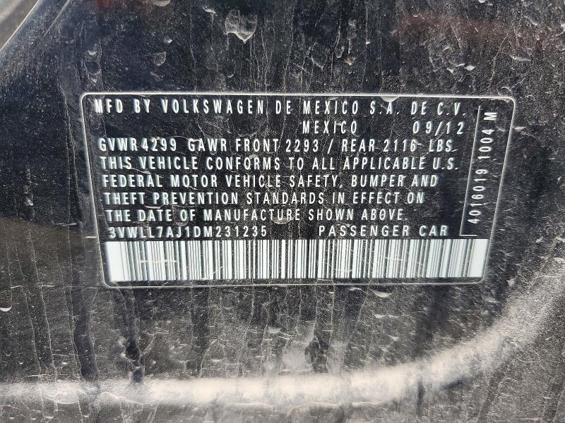 2013 Volkswagen Jetta მანქანა იყიდება აუქციონზე, vin: 3VWLL7AJ1DM231235, აუქციონის ნომერი: 63360326