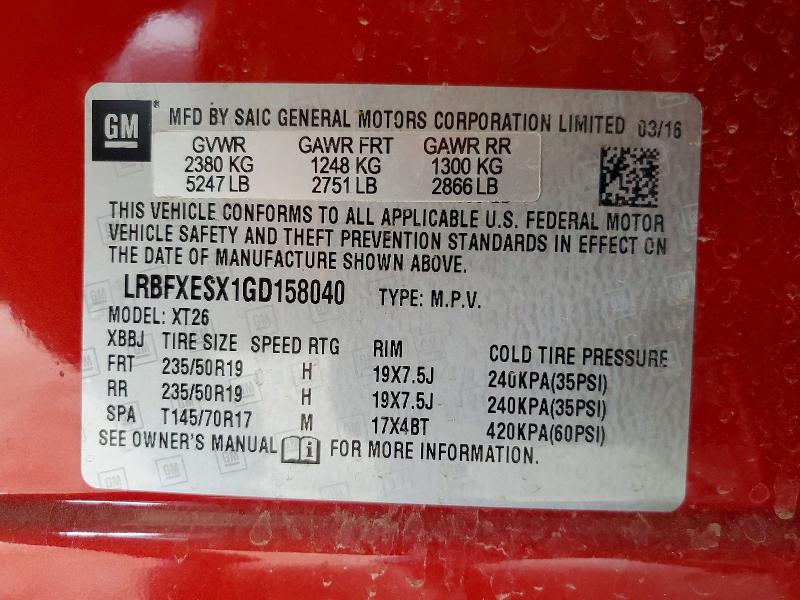 Aukcja sprzedaży 2016 Buick Envision, vin: LRBFXESX1GD158040, numer aukcji: 65324656
