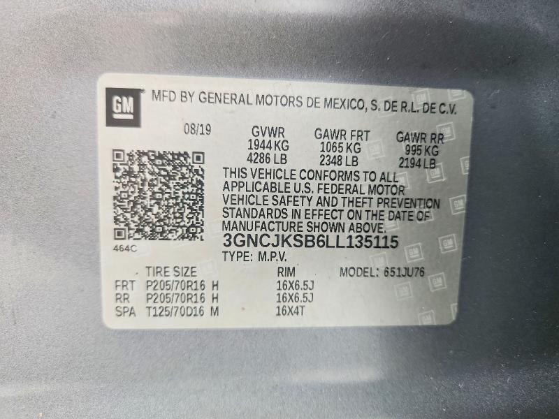 Продажа на аукционе авто 2020 Chevrolet Trax, vin: 3GNCJKSB6LL135115, номер лота: 64404286