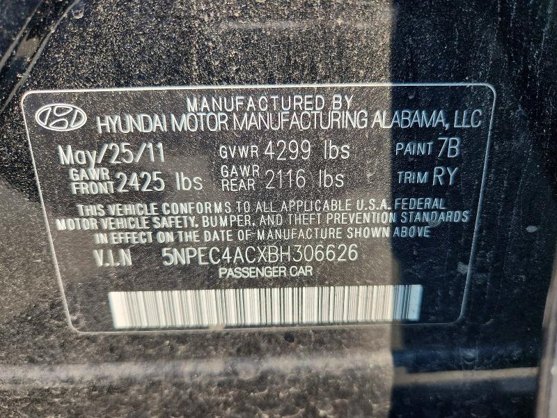 64155166 :رقم المزاد ، 5NPEC4ACXBH306626 vin ، 2011 Hyundai Sonata مزاد بيع