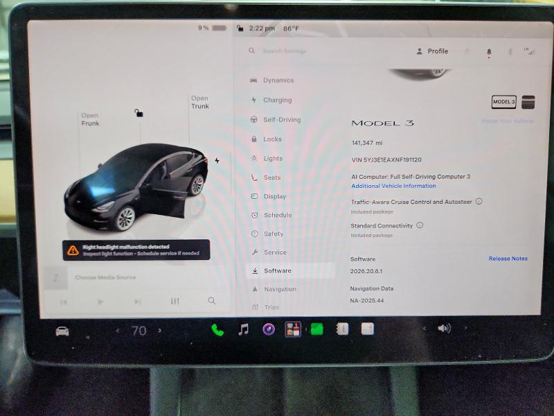 2022 Tesla Model 3 მანქანა იყიდება აუქციონზე, vin: 5YJ3E1EAXNF191120, აუქციონის ნომერი: 63450386