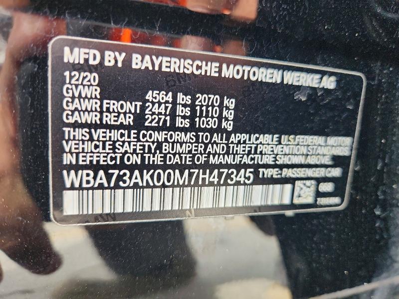 65340656 :رقم المزاد ، WBA73AK00M7H47345 vin ، 2021 Bmw 228xi مزاد بيع