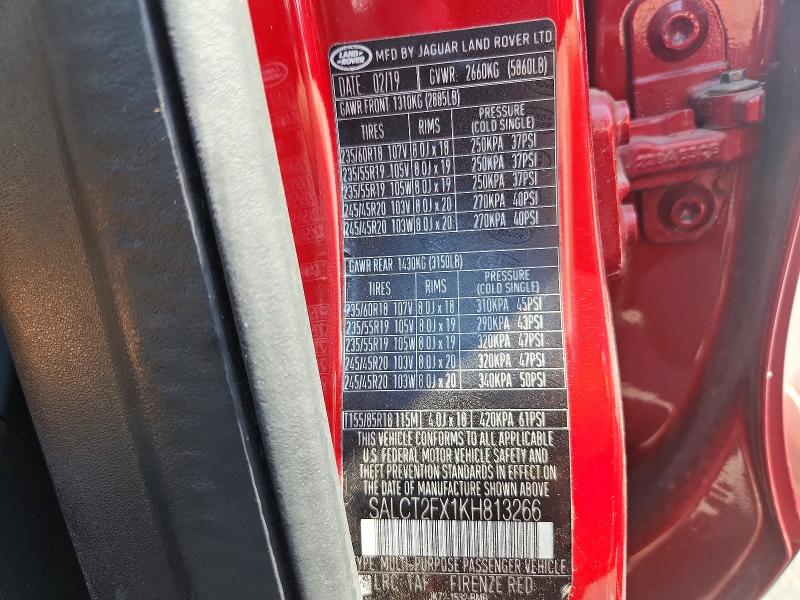 65210936 :رقم المزاد ، SALCT2FX1KH813266 vin ، 2019 Land Rover Discovery Sport مزاد بيع