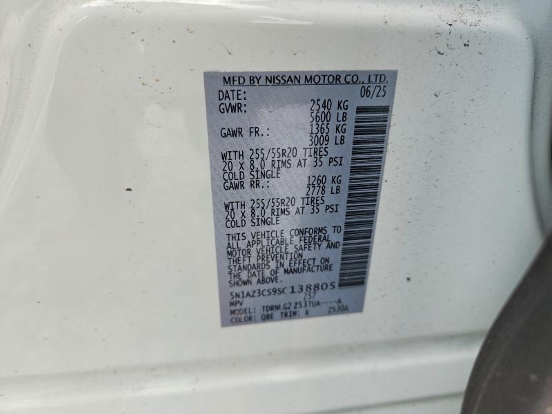 Продаж на аукціоні авто 2025 Nissan Murano, vin: 5N1AZ3CS9SC138805, номер лоту: 63385436