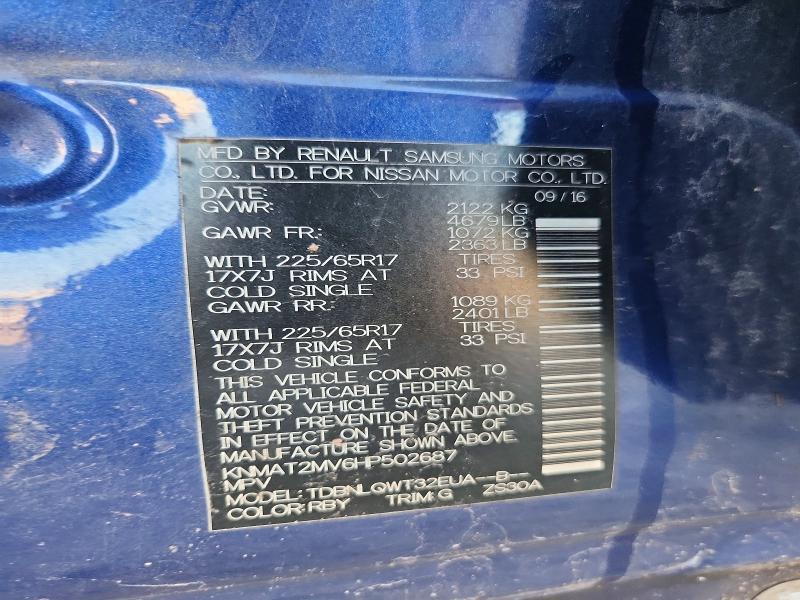 66768106 :رقم المزاد ، KNMAT2MV6HP502687 vin ، 2017 Nissan Rogue مزاد بيع