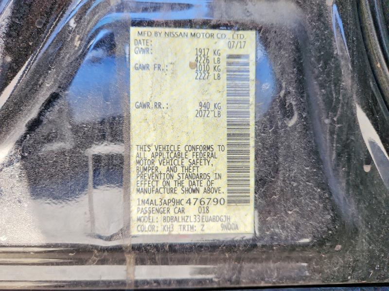 2017 Nissan Altima მანქანა იყიდება აუქციონზე, vin: 1N4AL3AP9HC476790, აუქციონის ნომერი: 66404096