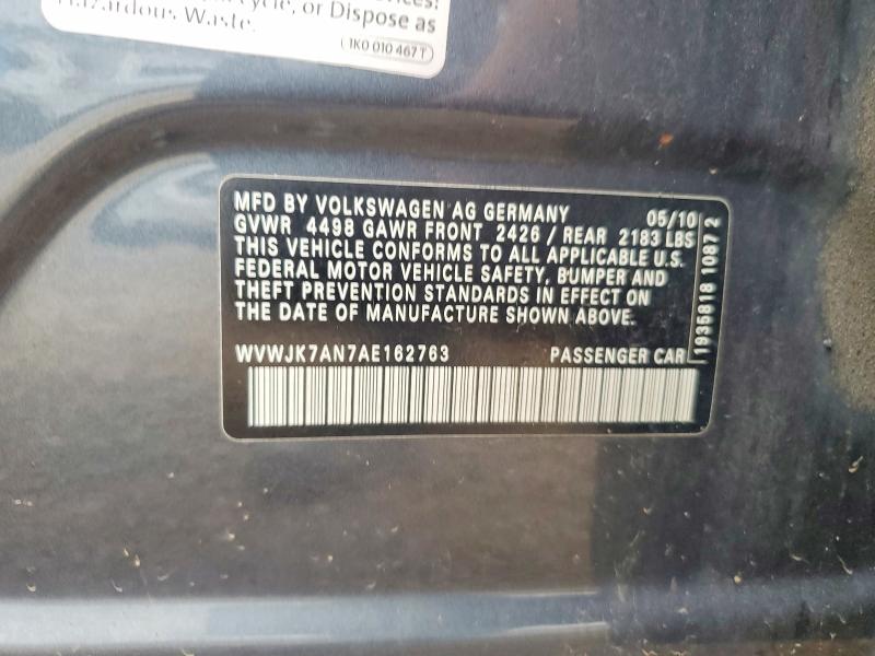 Продажа на аукционе авто 2010 Volkswagen Passat, vin: WVWJK7AN7AE162763, номер лота: 63733336