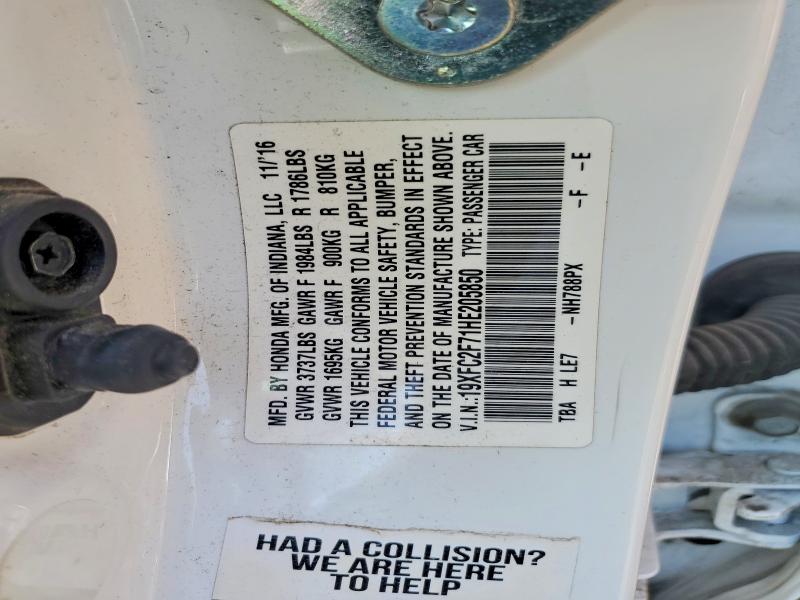 2017 Honda Civic მანქანა იყიდება აუქციონზე, vin: 19XFC2F71HE205850, აუქციონის ნომერი: 66767976