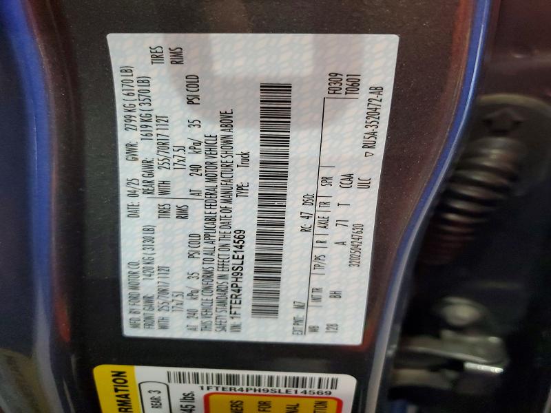 2025 Ford Ranger მანქანა იყიდება აუქციონზე, vin: 1FTER4PH9SLE14569, აუქციონის ნომერი: 63113596