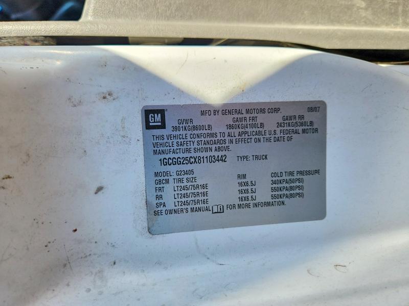 Aukcja sprzedaży 2008 Chevrolet Express, vin: 1GCGG25CX81103442, numer aukcji: 64966936