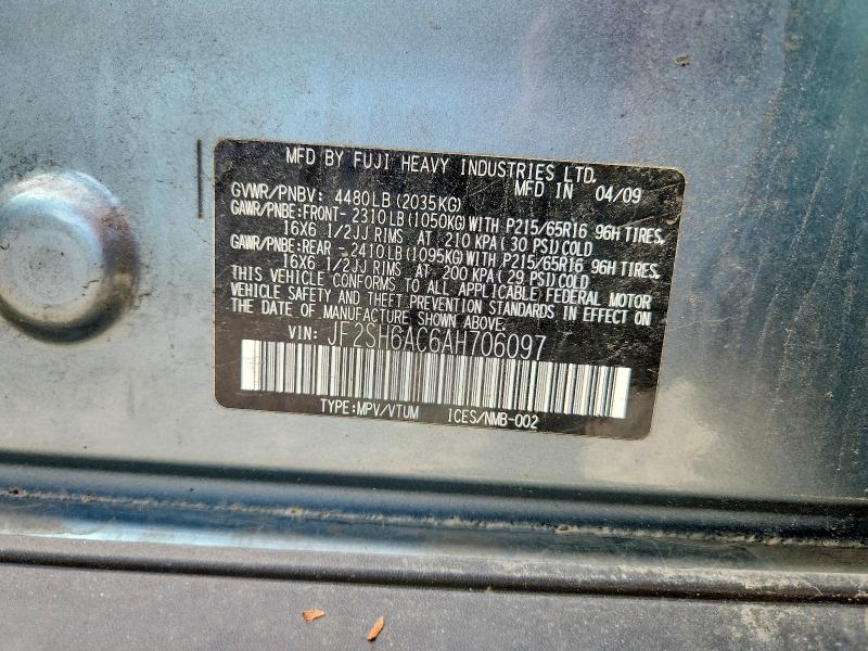 65363986 :رقم المزاد ، JF2SH6AC6AH706097 vin ، 2010 Subaru Forester مزاد بيع