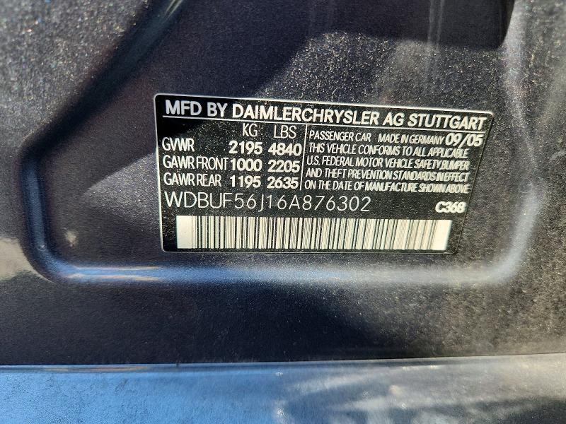 Aukcja sprzedaży 2006 Mercedes-benz E, vin: WDBUF56J16A876302, numer aukcji: 66736836