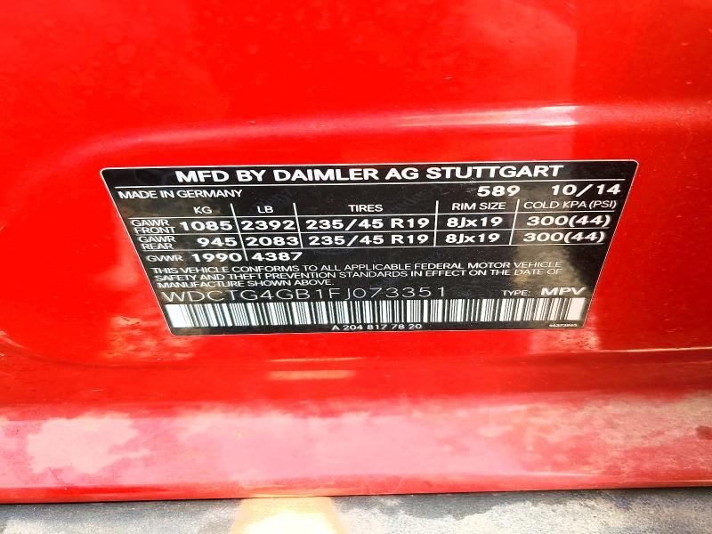 Aukcja sprzedaży 2015 Mercedes-benz 300, vin: WDCTG4GB1FJ073351, numer aukcji: 66019676