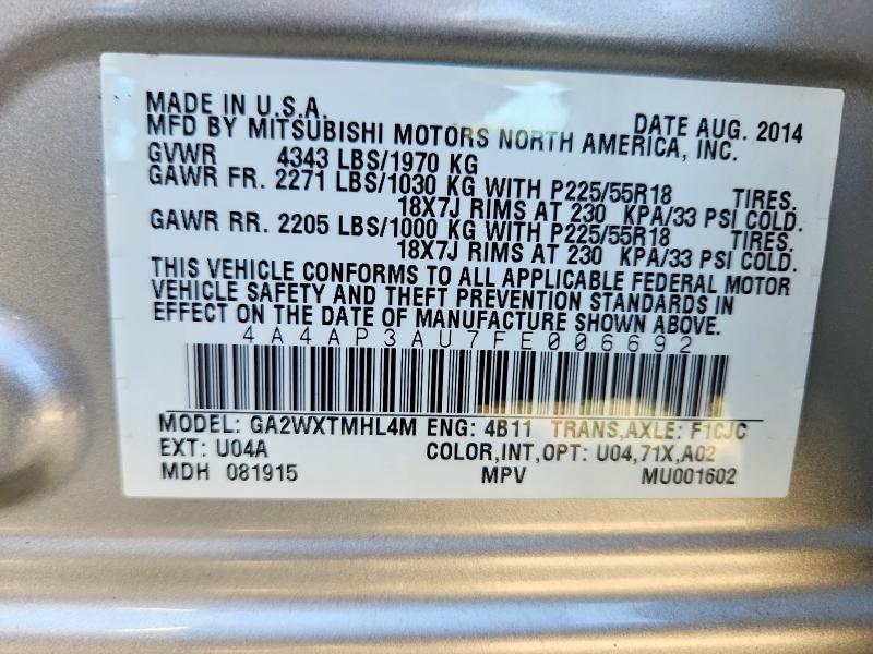 Продаж на аукціоні авто 2015 Mitsubishi Outlander Sport, vin: 4A4AP3AU7FE006692, номер лоту: 66292686