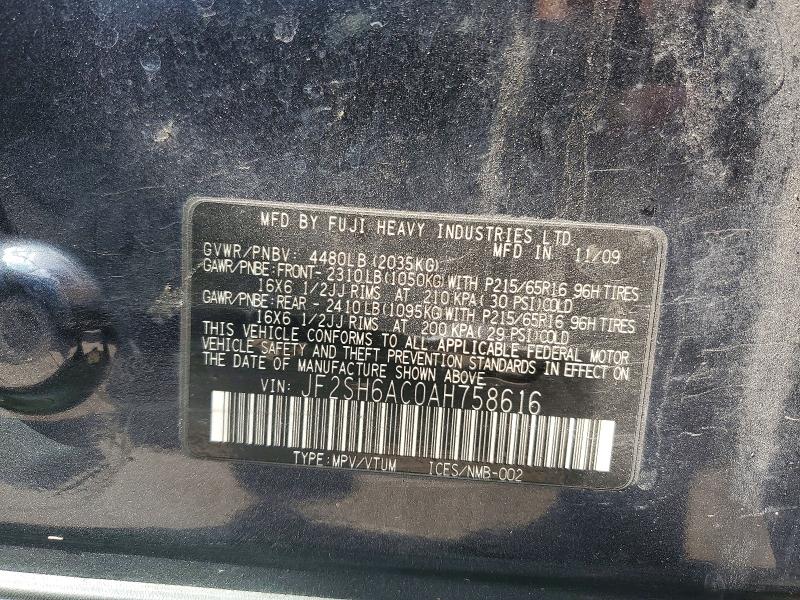 Продажа на аукционе авто 2010 Subaru Forester, vin: JF2SH6AC0AH758616, номер лота: 64288316