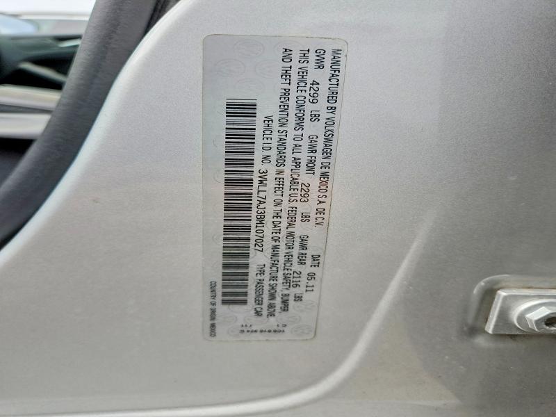 Продаж на аукціоні авто 2011 Volkswagen Jetta, vin: 3VWLL7AJ3BM107027, номер лоту: 65173356