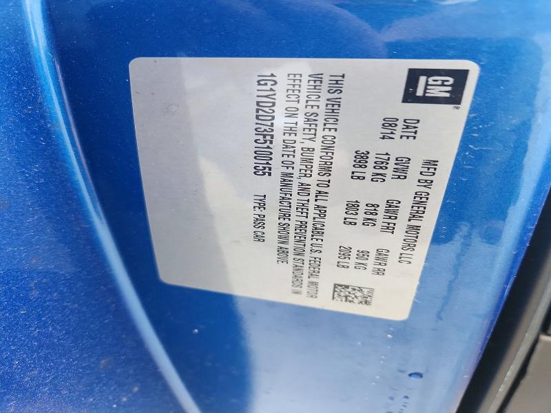 2015 Chevrolet Corvette მანქანა იყიდება აუქციონზე, vin: 1G1YD2D73F5100155, აუქციონის ნომერი: 65739156