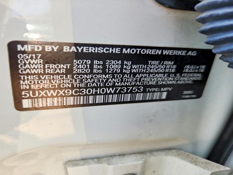 Aukcja sprzedaży 2017 Bmw X3, vin: 5UXWX9C30H0W73753, numer aukcji: 64415726