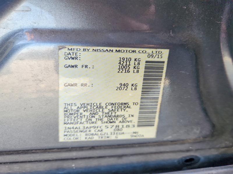 2015 Nissan Altima მანქანა იყიდება აუქციონზე, vin: 1N4AL3AP9FC578183, აუქციონის ნომერი: 64990256