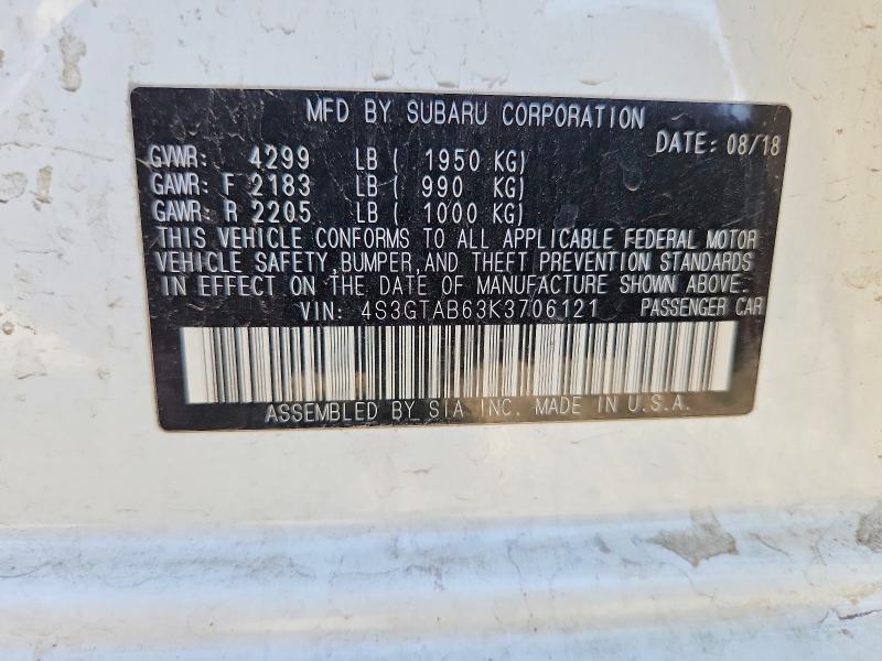 2019 Subaru Impreza მანქანა იყიდება აუქციონზე, vin: 4S3GTAB63K3706121, აუქციონის ნომერი: 62957186