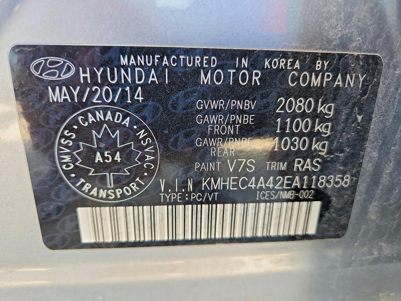 Aukcja sprzedaży 2014 Hyundai Sonata, vin: KMHEC4A42EA118358, numer aukcji: 66479446