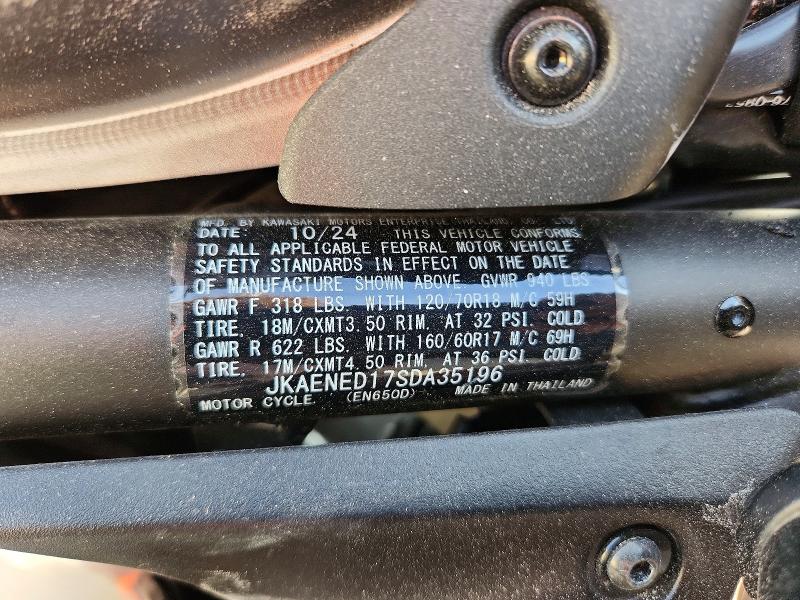 64145456 :رقم المزاد ، JKAENED17SDA35196 vin ، 2025 Kawasaki En650 مزاد بيع