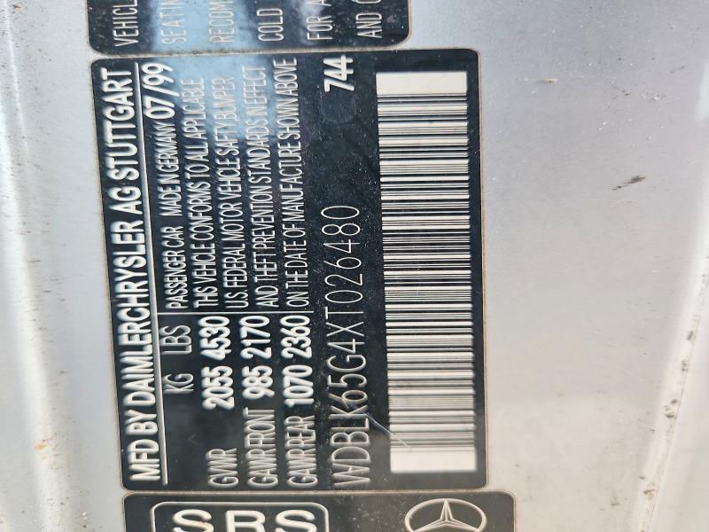 65410286 :رقم المزاد ، WDBLK65G4XT026480 vin ، 1999 Mercedes-benz Clk مزاد بيع