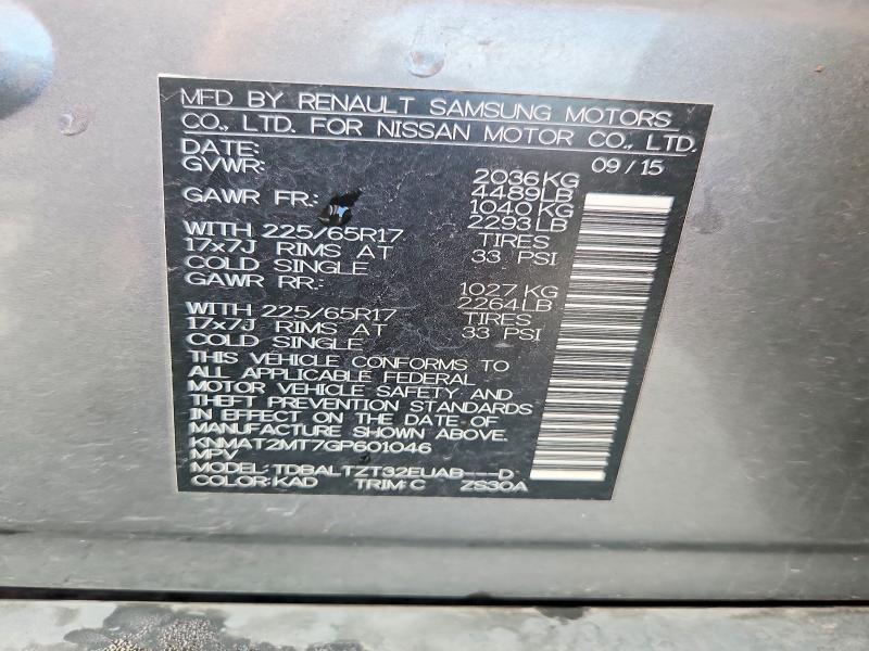 Aukcja sprzedaży 2016 Nissan Rogue, vin: KNMAT2MT7GP601046, numer aukcji: 66498106