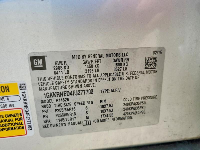 2015 Gmc Acadia მანქანა იყიდება აუქციონზე, vin: 1GKKRNED4FJ277703, აუქციონის ნომერი: 63428806