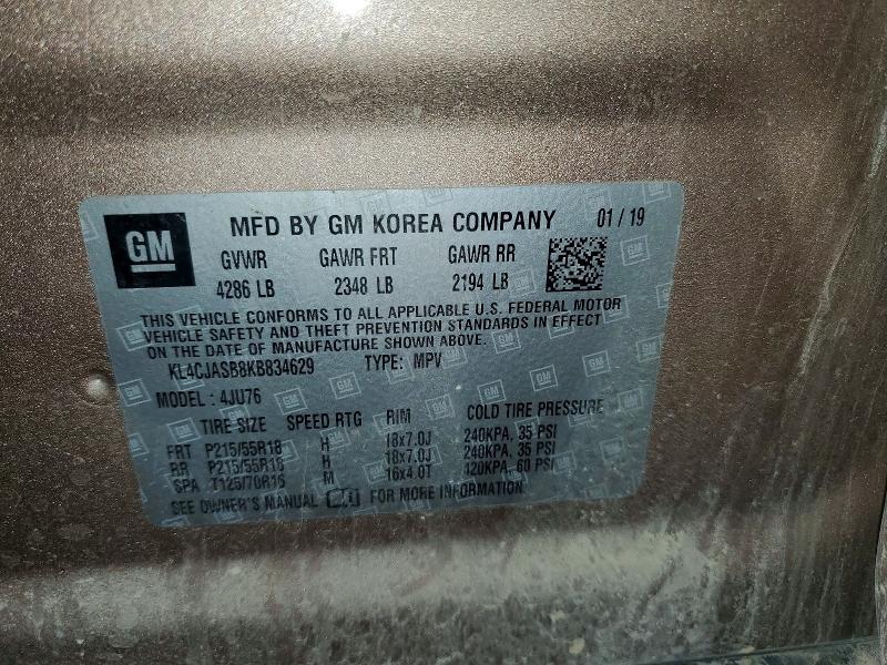 Aukcja sprzedaży 2019 Buick Encore, vin: KL4CJASB8KB834629, numer aukcji: 63871456
