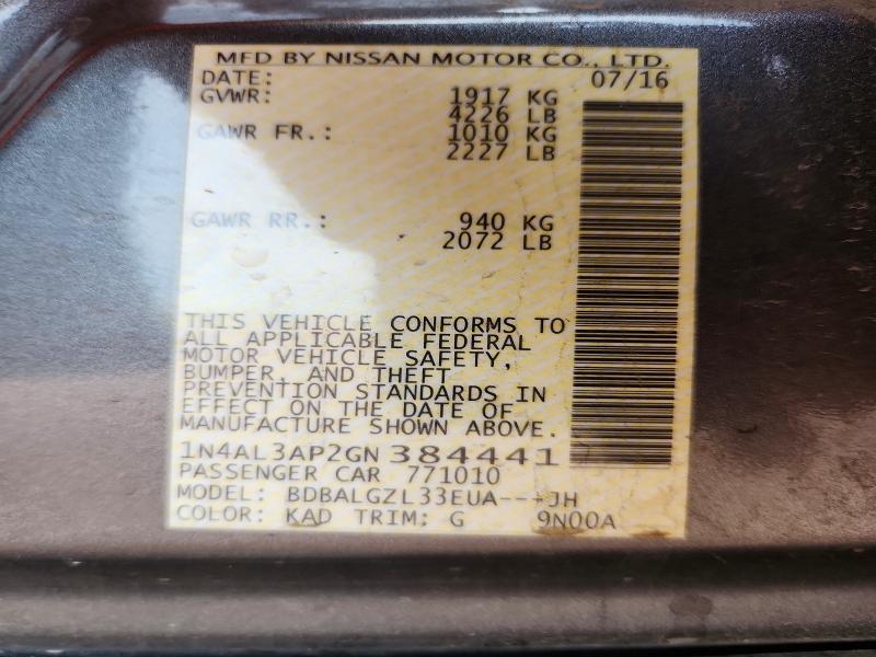 Продажа на аукционе авто 2016 Nissan Altima, vin: 1N4AL3AP2GN384441, номер лота: 64401916