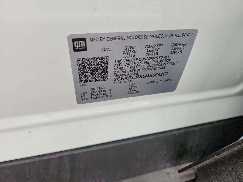 65403936 :رقم المزاد ، 3GNKBCRS5MS564287 vin ، 2021 Chevrolet Blazer مزاد بيع