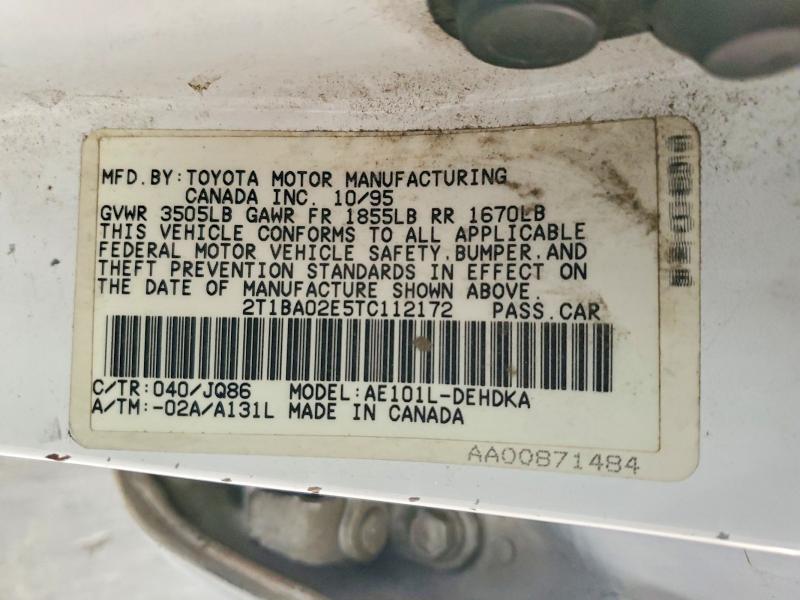 64188246 :رقم المزاد ، 2T1BA02E5TC112172 vin ، 1996 Toyota Corolla مزاد بيع