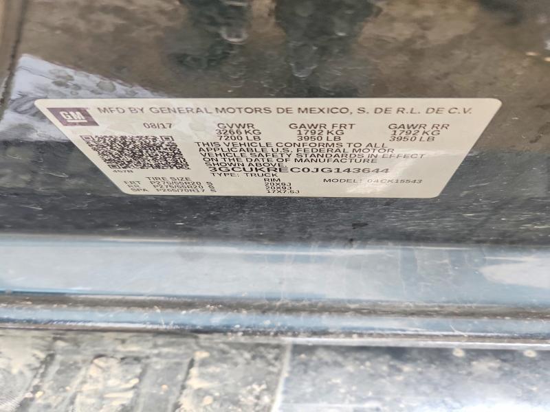 2018 Chevrolet Silverado მანქანა იყიდება აუქციონზე, vin: 3GCUKREC0JG143644, აუქციონის ნომერი: 62523046