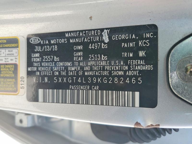 2019 Kia Optima მანქანა იყიდება აუქციონზე, vin: 5XXGT4L39KG282465, აუქციონის ნომერი: 64311556