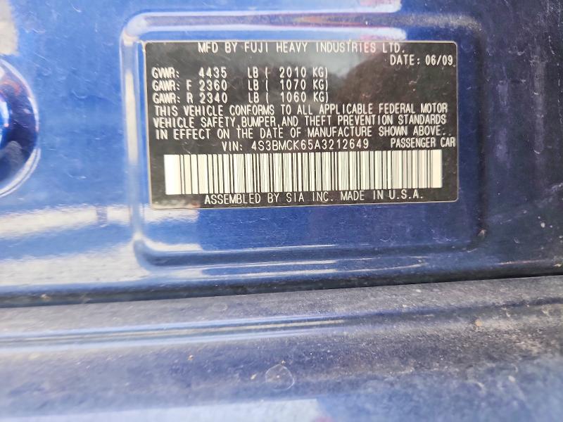 64831536 :رقم المزاد ، 4S3BMCK65A3212649 vin ، 2010 Subaru Legacy مزاد بيع
