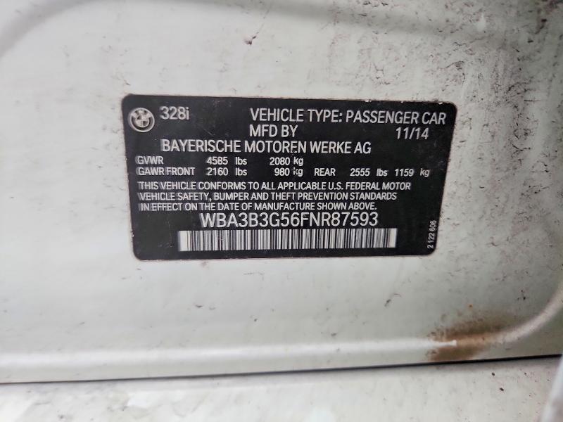 Aukcja sprzedaży 2015 Bmw 328, vin: WBA3B3G56FNR87593, numer aukcji: 64562776
