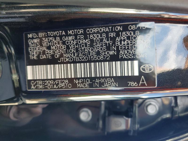 Продаж на аукціоні авто 2013 Toyota Prius C, vin: JTDKDTB32D1550872, номер лоту: 64309146