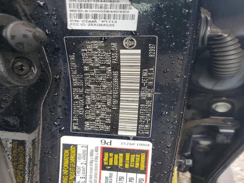 Aukcja sprzedaży 2012 Toyota Camry, vin: 4T1BF1FKXCU588486, numer aukcji: 66097826