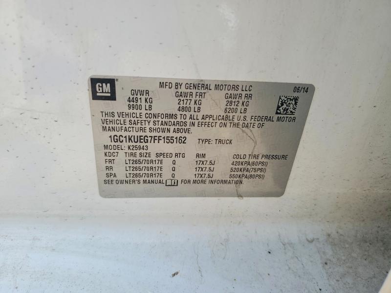 64209996 :رقم المزاد ، 1GC1KUEG7FF155162 vin ، 2015 Chevrolet Silverado مزاد بيع
