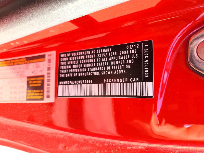 Auction sale of the 2012 Volkswagen Gti, vin: WVWFD7AJ4CW252494, lot number: 65898836