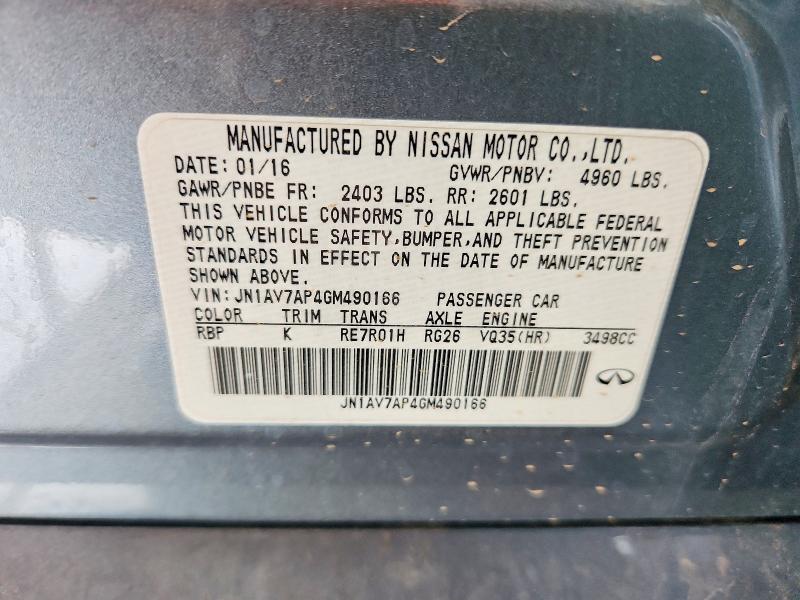 Продаж на аукціоні авто 2016 Infiniti Q50, vin: JN1AV7AP4GM490166, номер лоту: 67328086