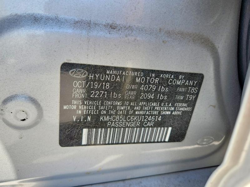 Продаж на аукціоні авто 2019 Hyundai Ioniq, vin: KMHC85LC6KU124614, номер лоту: 64590926