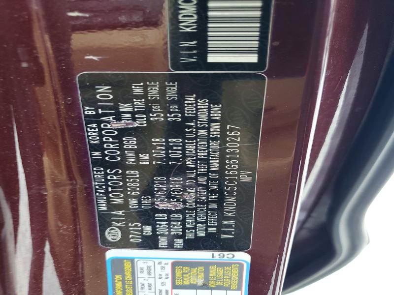 Auction sale of the 2016 Kia Sedona, vin: KNDMC5C16G6130267, lot number: 66917376