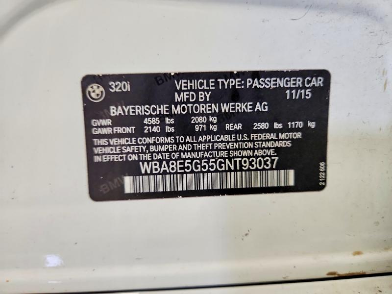 Aukcja sprzedaży 2016 Bmw 320, vin: WBA8E5G55GNT93037, numer aukcji: 65441906