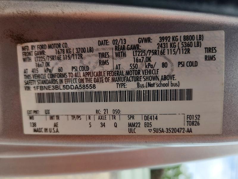 Продажа на аукционе авто 2013 Ford Econoline, vin: 1FBNE3BL5DDA58558, номер лота: 67029496