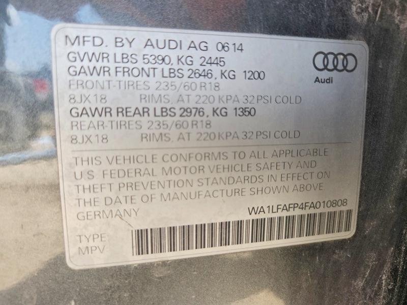 Aukcja sprzedaży 2015 Audi Q5, vin: WA1LFAFP4FA010808, numer aukcji: 66244516