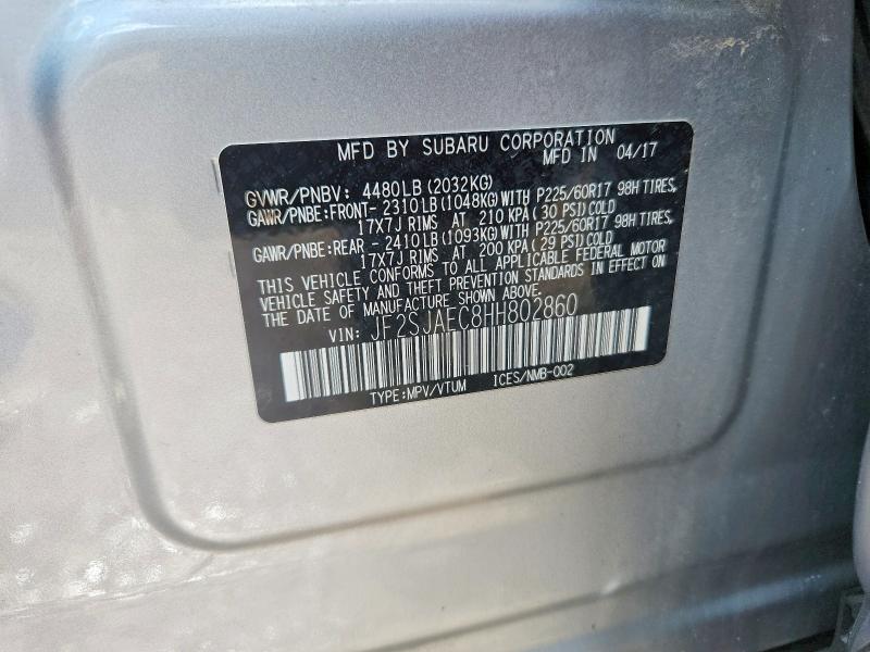 62434296 :رقم المزاد ، JF2SJAEC8HH802860 vin ، 2017 Subaru Forester مزاد بيع